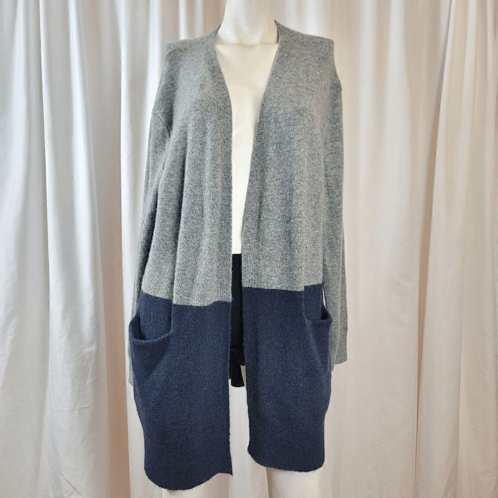 Madewell womens Sz medium blue gray colorblock  wool alpaca blend cardigan